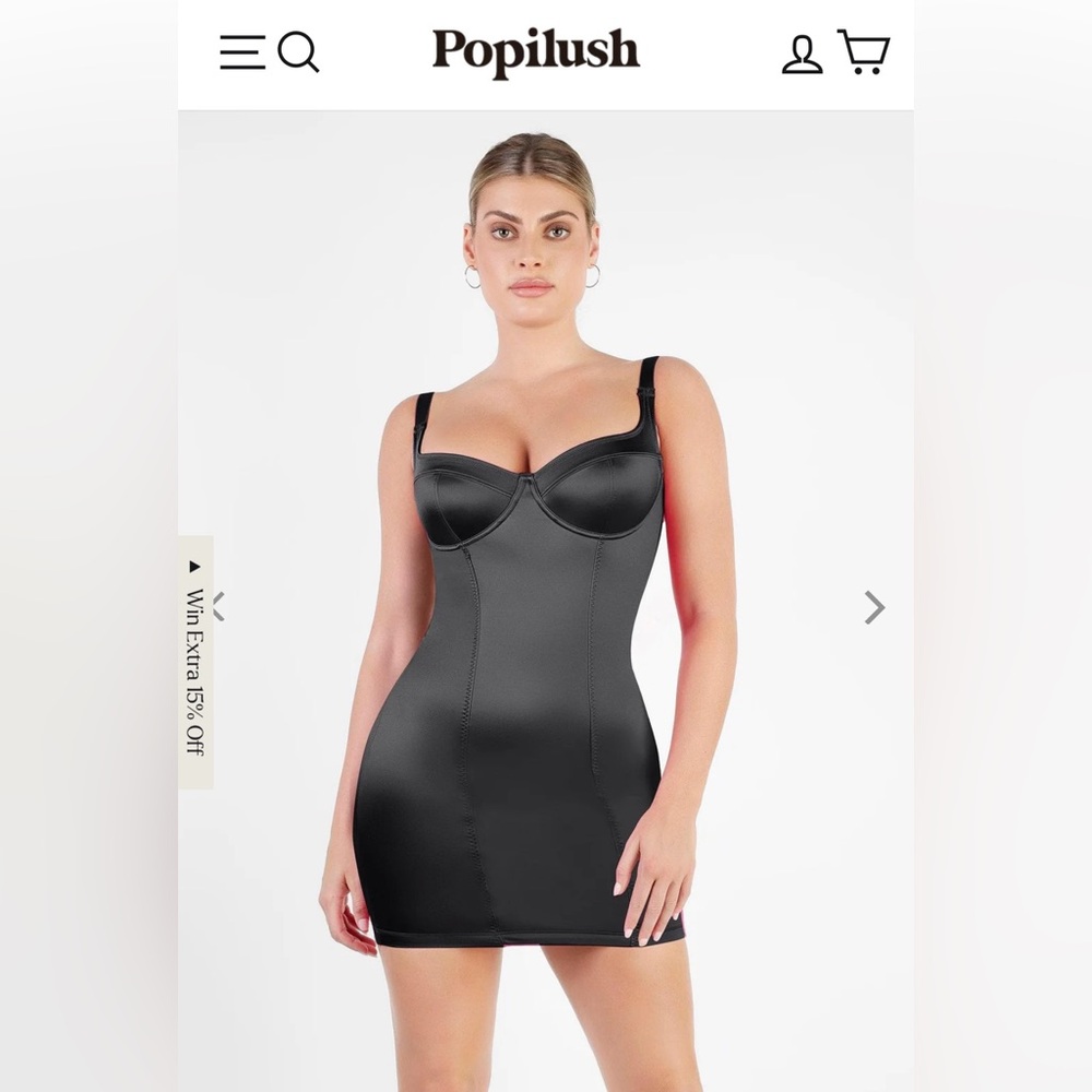 Popilush - Sculpting Satin Bustier Shapewear Dress (Black)